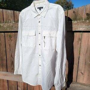 INC International Concepts Men's Button Down White Cotton Shirt  XL NWT FINAL!